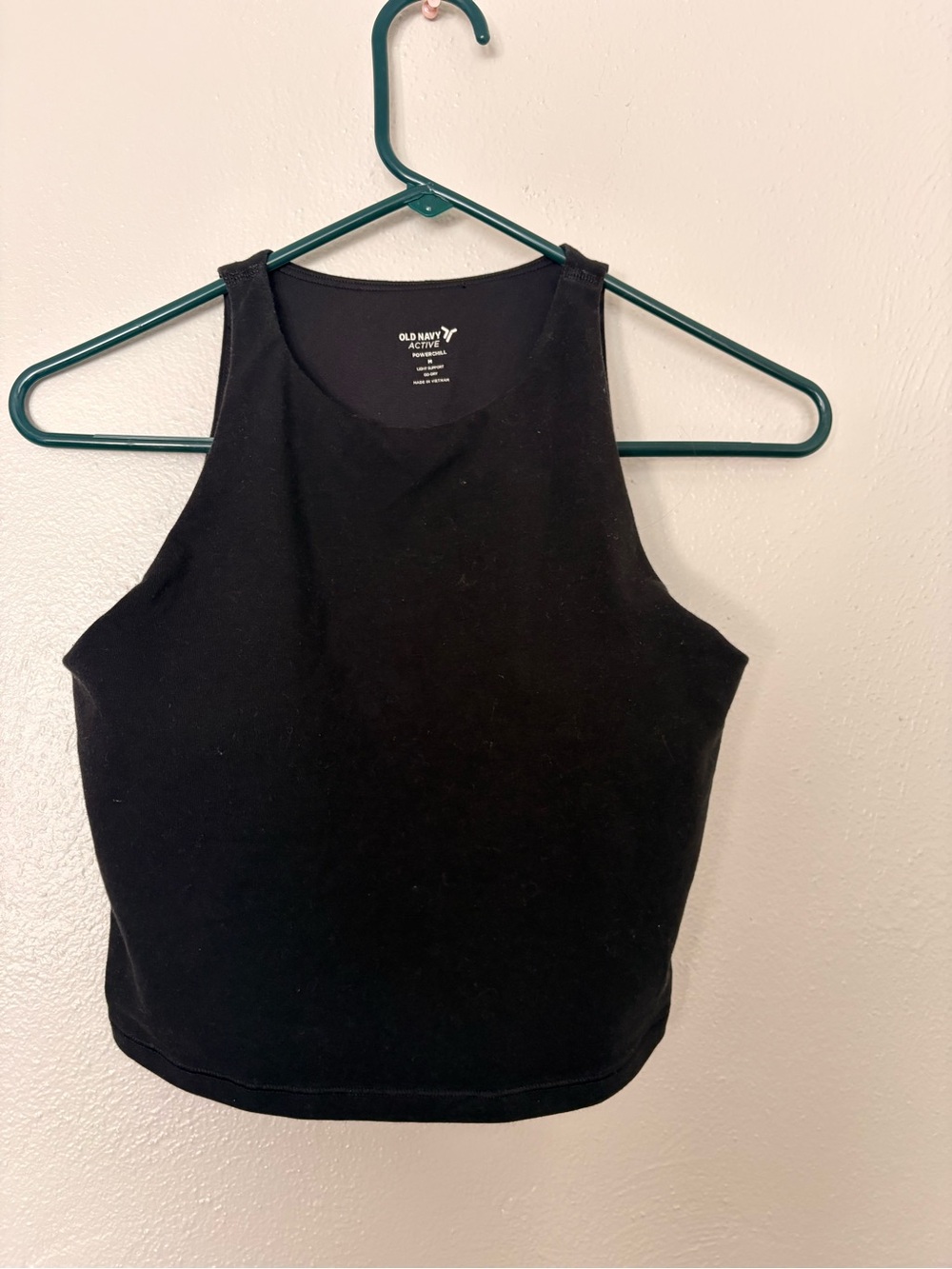 Old Navy Black Ribbed High-Neck Cropped Active Powerchill Tank Top